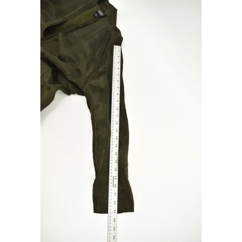 Eileen Fisher PL Petite Large Olive Green Linen Silk Single Button Blazer Jacket_7